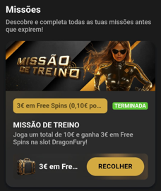 Missão concluída com botão Recolher